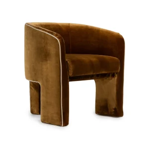 Florian Lounge Chair – Easy Velvet Amber – Cream Piping