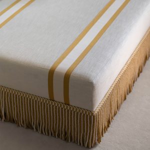 Pascal Ottoman – Easy Linen Ivory with Samuel & Sons Trims